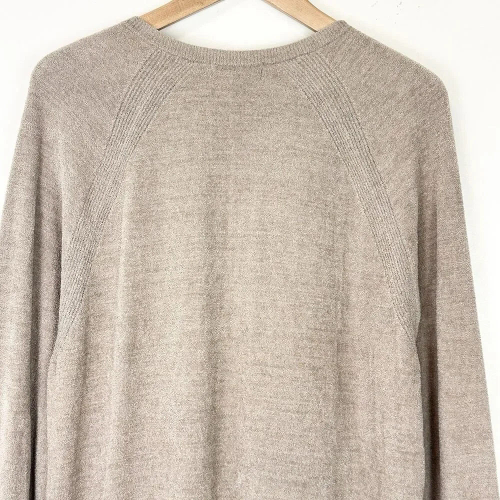 Barefoot Dreams CozyChic Ultra Lite Men's V-Neck Pullover M Taupe Beige Sweater